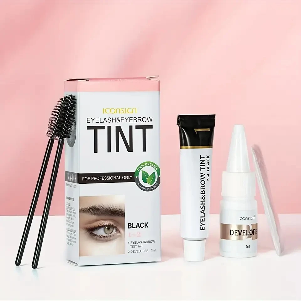 Iconsign Kit Tinta Per Ciglia E Sopracciglia, Kit Tinta Semipermanente 2 In 1 Impermeabile, Naturale E Di Lunga Durata Facile Da Usare