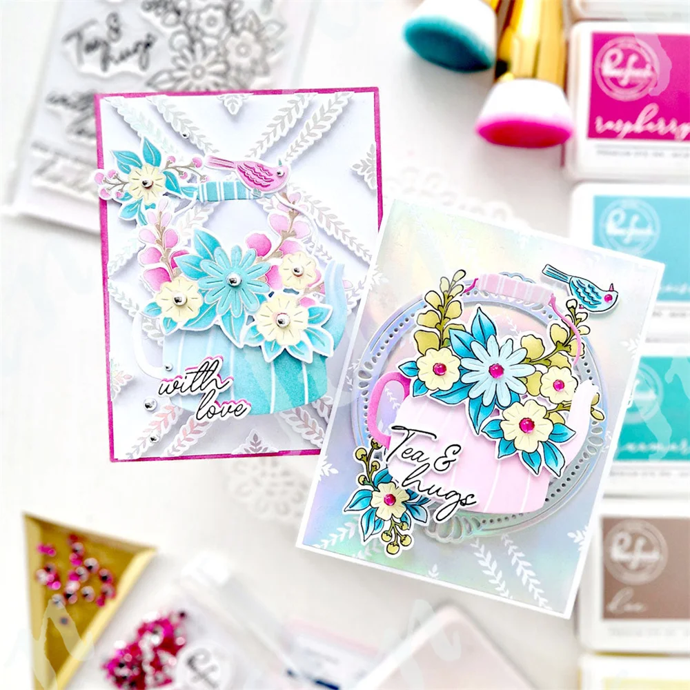 Blooming Grace Peony Metal Cutting Dies DIY Scrapbooking Crafts Stencils Decoration Joyful Blooms Full Release Bundle Stamps Set metal cutting die