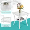 MEETWARM 3 Pieces Outdoor Wicker Swivel Rocker Patio Set, Rocking Chairs Rattan Patio Furniture Sets with Thickened Cushion and 6