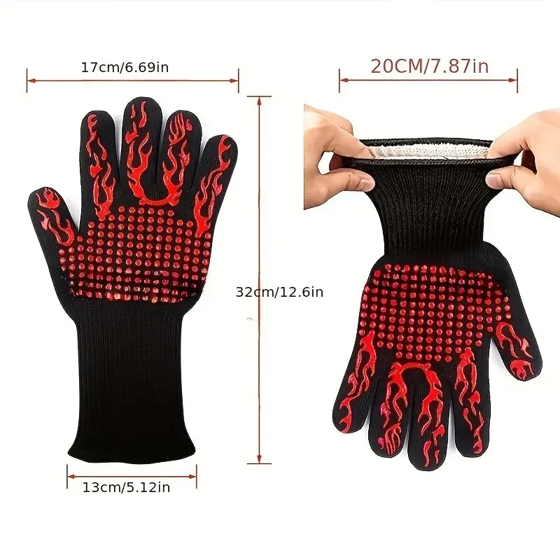 Heat Resistant Oven Gloves-Cut Resistant, Non-Slip Silicone BBQ Gloves for Kitchen, Grill, Camping, and Cookware For Silicone Oven Mitts Kitchen Gloves Silicone Oven Gloves 1pc