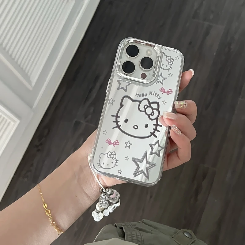 Cute Sanrio Hello Kitty Y2K Silver Plating iPhone Case for iPhone 16 15 14 13 12 11 Pro Max