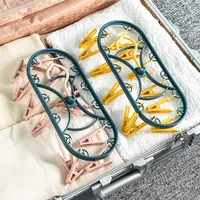 Plastic Drying Rack 12 Clips Windproof Multifunctional Dormitory Household Underwear Socks Drying Rack #2890 2