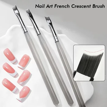 1/2pcs French Tips Oblique Nail Brush Half-Moon Shape UV Gel Painting Drawing Pen Precision Tip for DIY Manicure Nail Art Brushe
