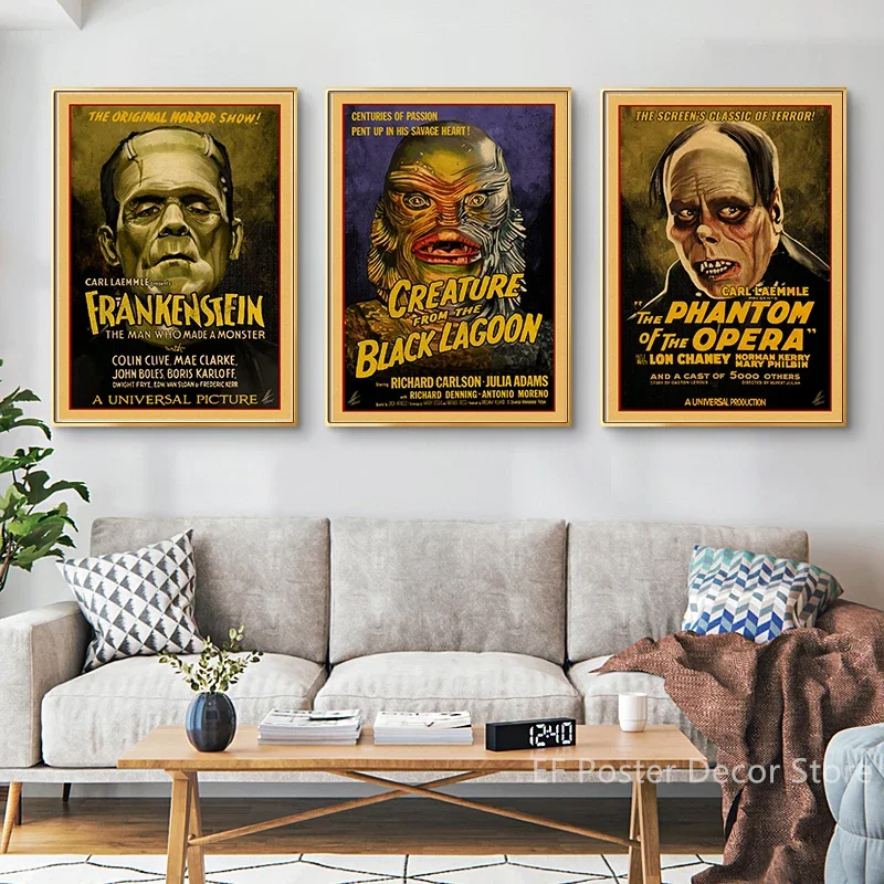 Description Picture 6 of itemMonsters Movie Poster Retro Kraft Paper Prints Vintage Home Decor Picture Living Room Decoration Horror Film Art Wall Painting