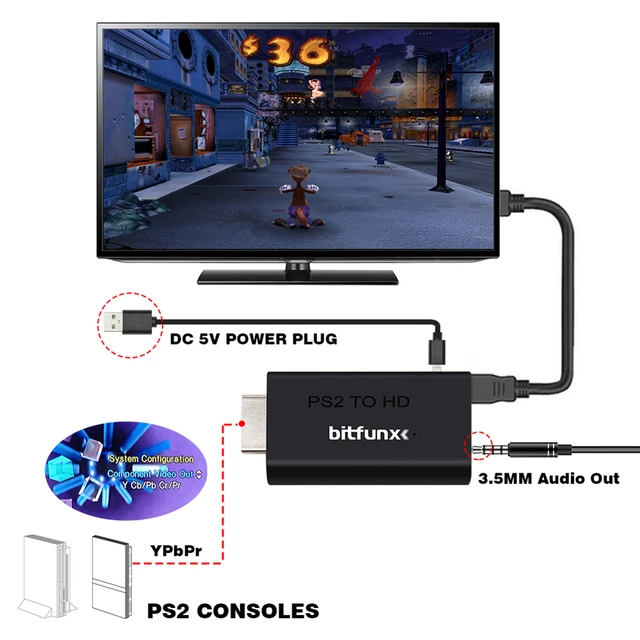 Convertidor Adaptador Ps2 A Hdmi Con Transmisión Audio 3.5mm