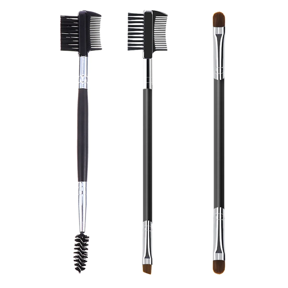 

3 Pcs Makeup Brush Multifunctional Beauty Brow Eyelash Eyebrow Comb Wooden Handle Practical Tools