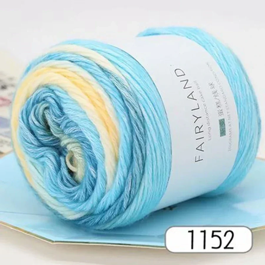 100g Rainbow Woollen Yarn New Soft Hand Woven Cake Yarn Hat Scarf Sweater Dyeing Crocheting Fancy Blend Yarn 5