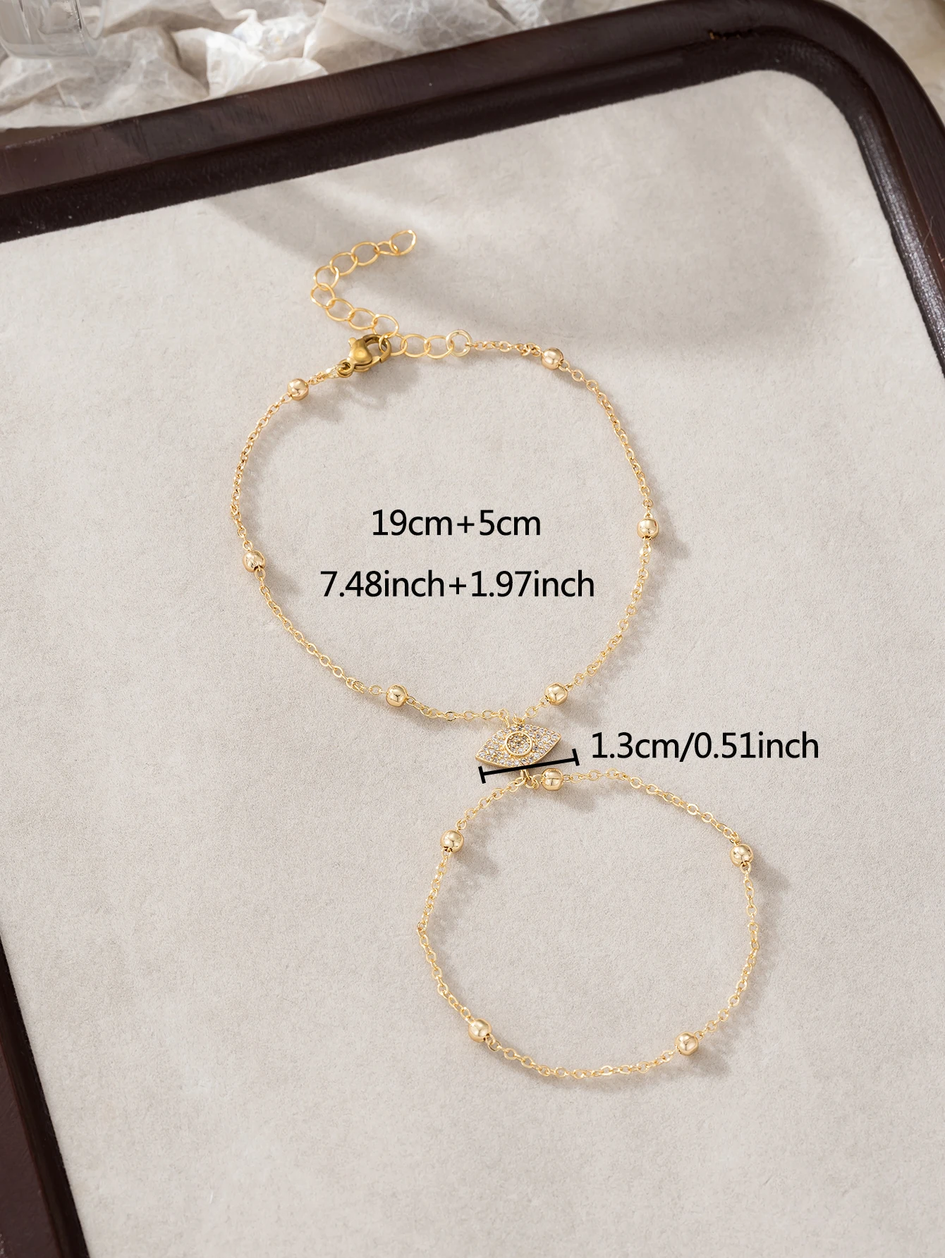 Cube Zirconia Devils Eye Pendant Finger Bracelet