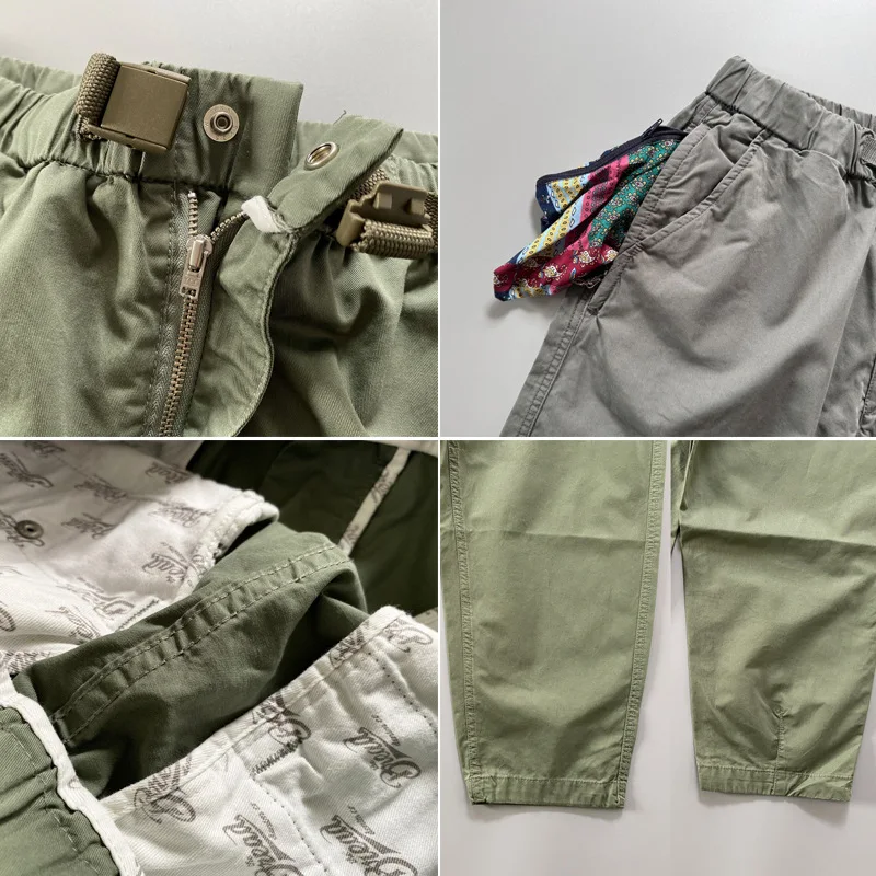 Purple Label Japan Retro Workwear Pants Spring Autumn Fashion Thin Cotton Men's Loose Tapered Casual Cityboy Wide Leg