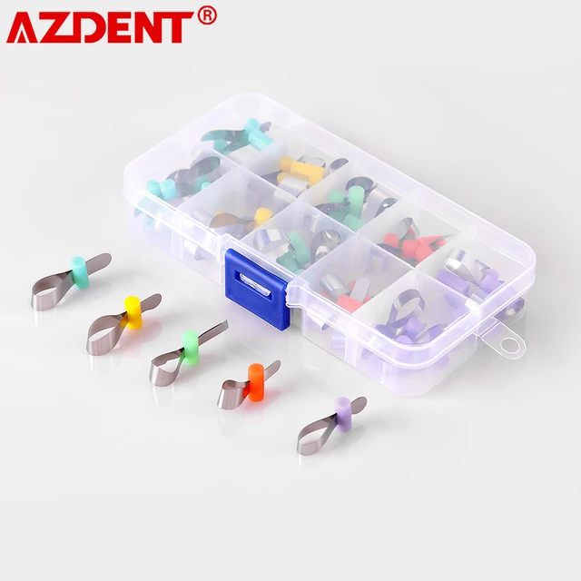 AZDENT 50Pcs Dental Forming Sheet Orthodontic Sectional Contoured Metal Matrices Bands Polyester Lab Matrix Dentist Materials