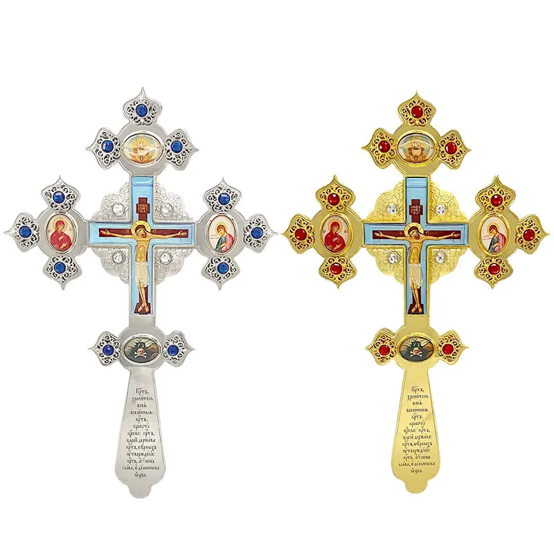 

Jesus Crucifix Orthodox Cross Gold Sliver Alloy Cross Articulos Religiosos Catolicos Wall Church Decoration крестик православный