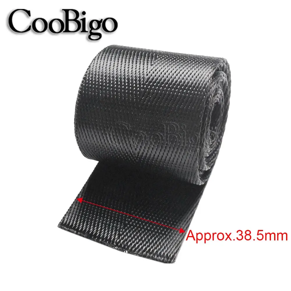 Durable Black Herringbone Woven Nylon Webbing Strap - Ideal for Sewing, Belts, Harnesses, and Bags (10 Yards, 10-50mm Width)