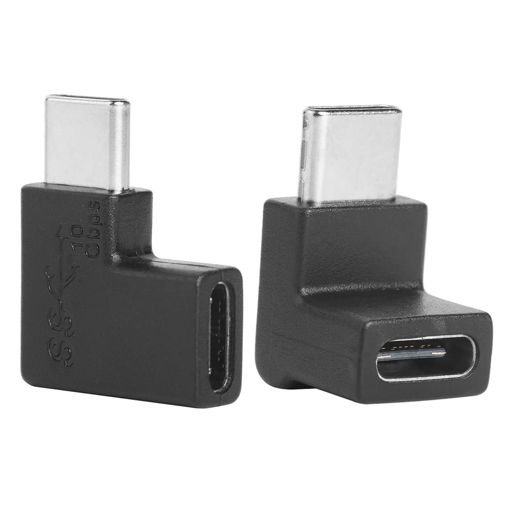 Dual Right Angle USB C Adapter Pack - Type-C Male to Female Angled Extension