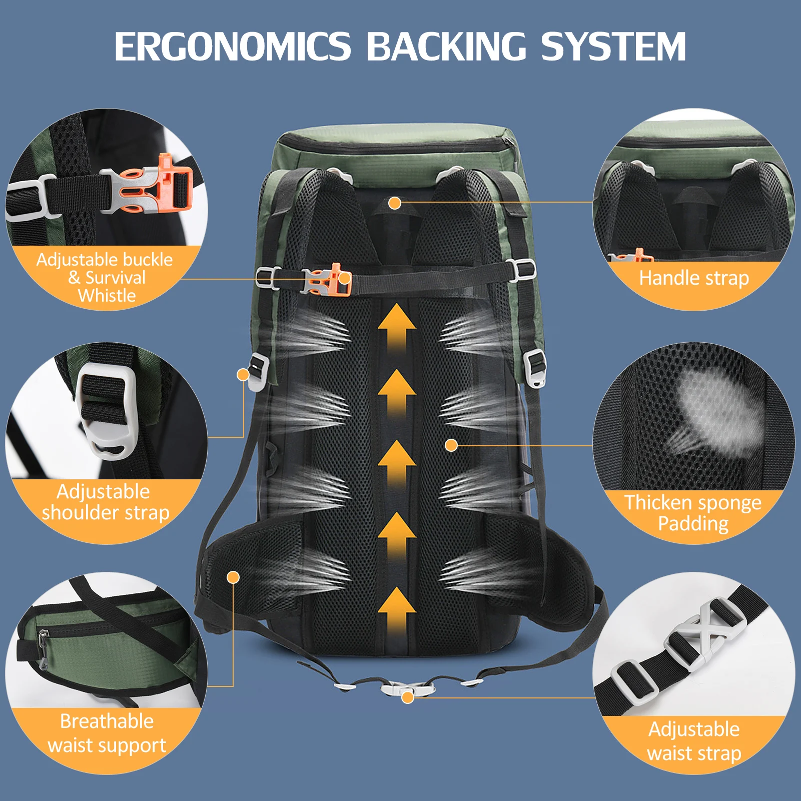 50L Mountain Backpack Waterproof Shoulder Bag Outdoor Sports Bag Tactical Backpack for Men / Women Camping tent Travel Hiking 4