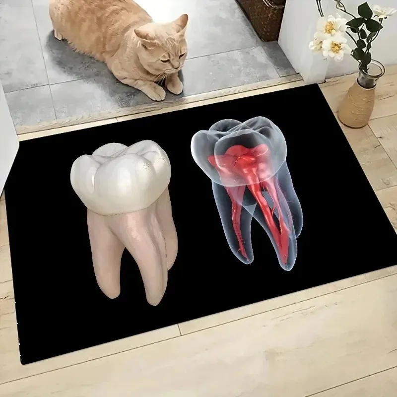 치과 유머 도어매트, 흡수성 플란넬 매트 미끄럼 방지, 치과 진료실 욕실 입구 홈 데코를 위한 치과의사 선물 아이디어