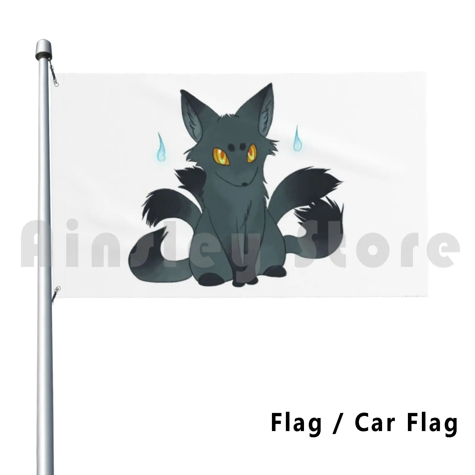 Dissolvenza The Kitsune Outdoor Decor Flag Car Flag Kitsune Fox Yokai Spirit Fire Canine