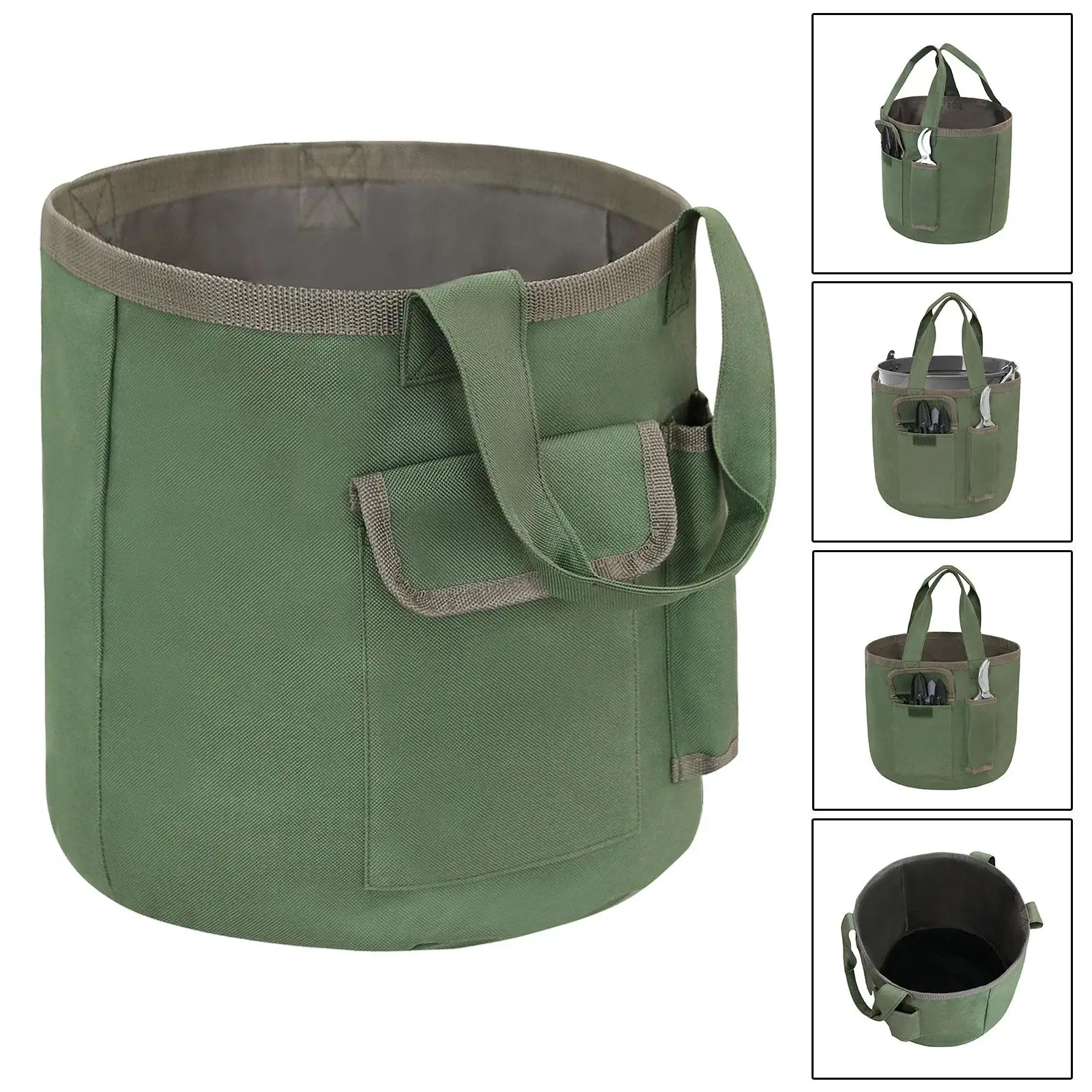 Garden Tool Bag Organizer Indoor Outdoor Round Travel with Pockets Tool Kits Holder Garden Tools Garden Bag Garden Tool Tote BA