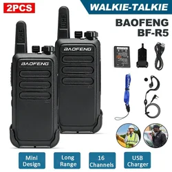 Baofeng – walkie talkie BF R5 UHF 400 470MHz, 2x Radio bidirectionnelle longue portée + casque 