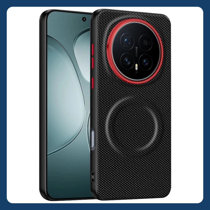 Luxury ELVEV Magnetic Weave PU Leather Anti-fall Case with Wireless Charging