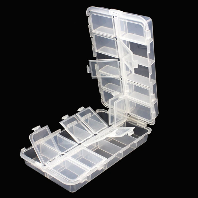 WEIHE Mini-Angelzubehörbox mit Fächern für Kleine Transparente Wasserdichte Plastikhaken, Köder und Angelzubehör