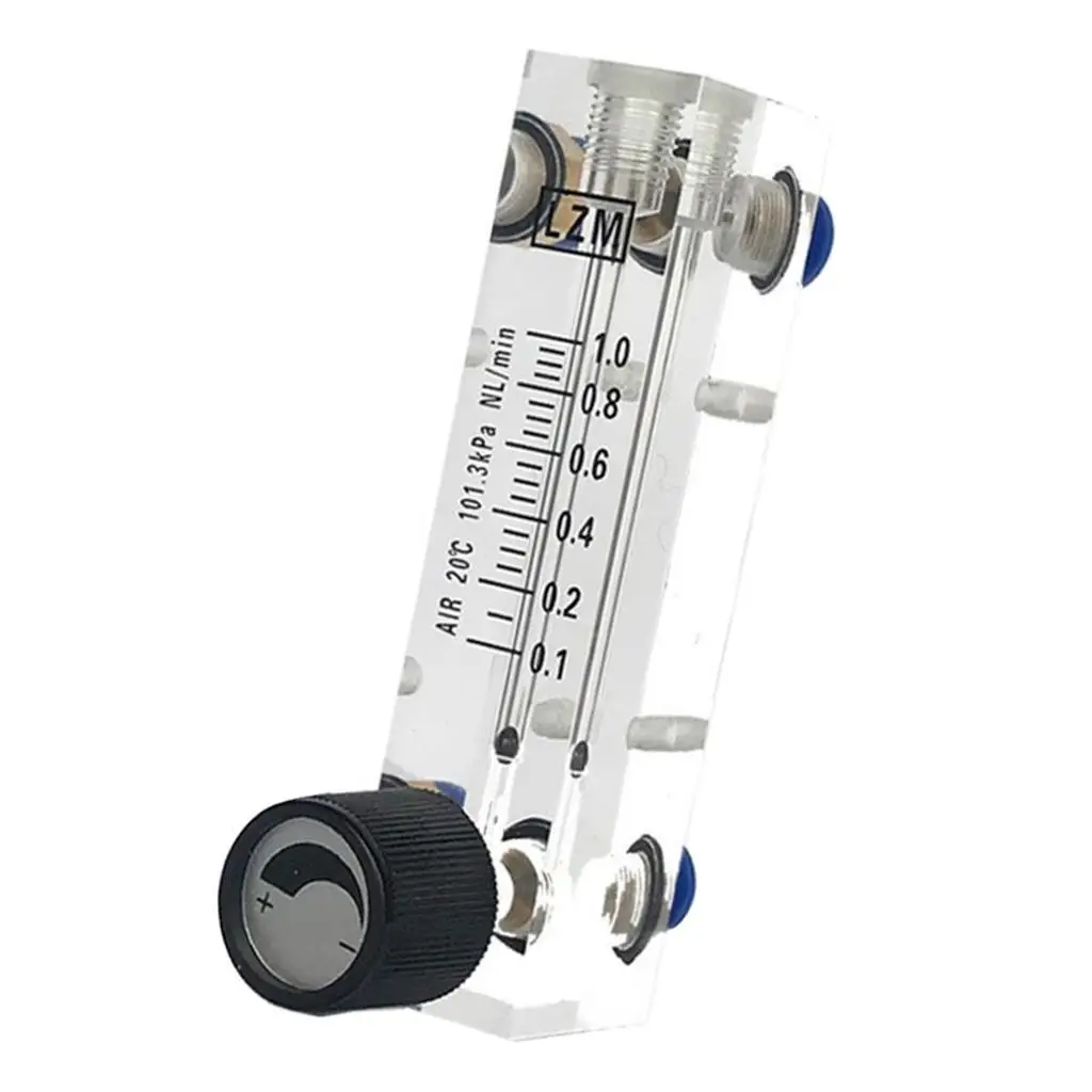Flowmeter 6-600 ml per min 0.1-1000 LPM Push in 6 8 10 mm Acrylic LZM-6T Panel Air N2 CO2 Gas Rotameter With Valve Adjustable