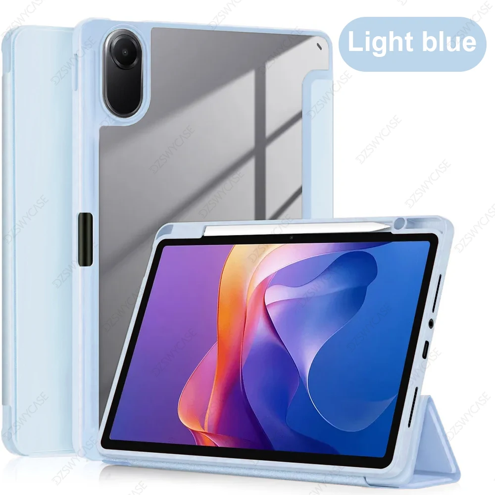 Versatile Trifold Stand Case with Pencil Holder and Clear Cover,