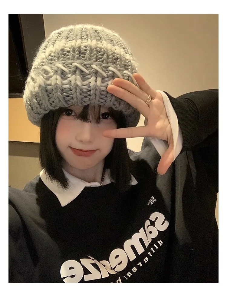 Cappelli invernali di grandi dimensioni per donna Nuovi berretti Cappello lavorato a maglia Ragazza Autunno Berretti femminili Berretti scaldini Berretto casual da donna_voghion.com