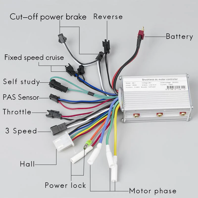 24V 36V 48V 250W 350W DC Speed Controller Met Hall E Brake Sensor Reverse  13A 6Mosfet Borstelloze Motor Elektrische Fiets Scooter|Electric Bicycle  Accessories| - AliExpress