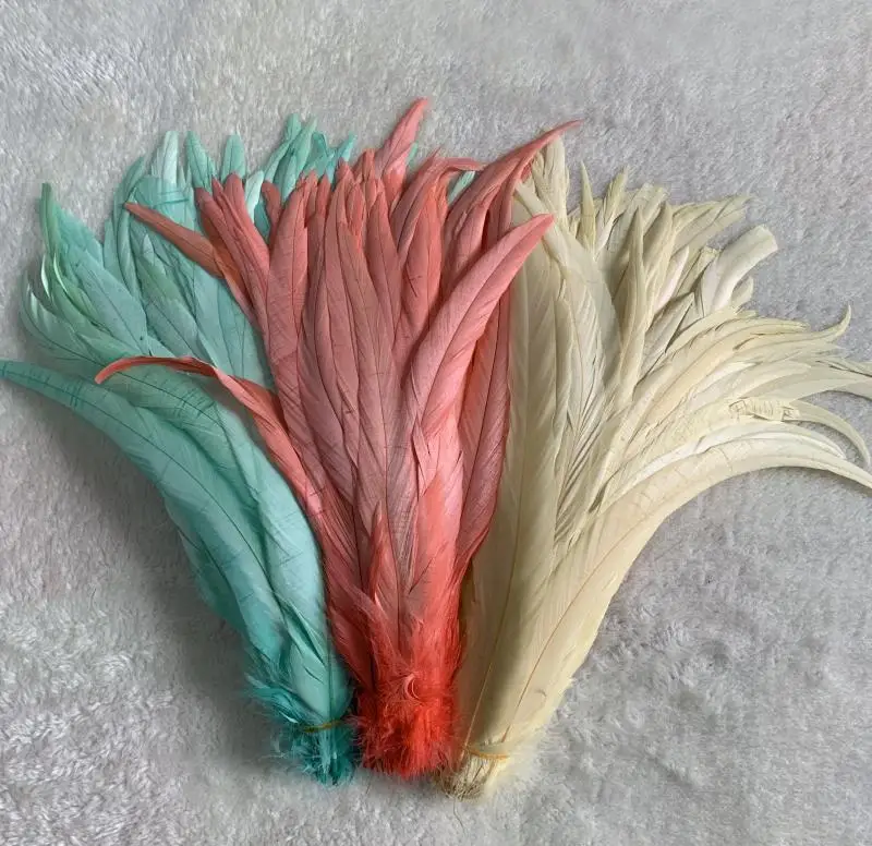 Plumes Pour Attacher Des Mouches De Pêche - Selle De Coq Teintée, 5 Couleurs - 20 Cm