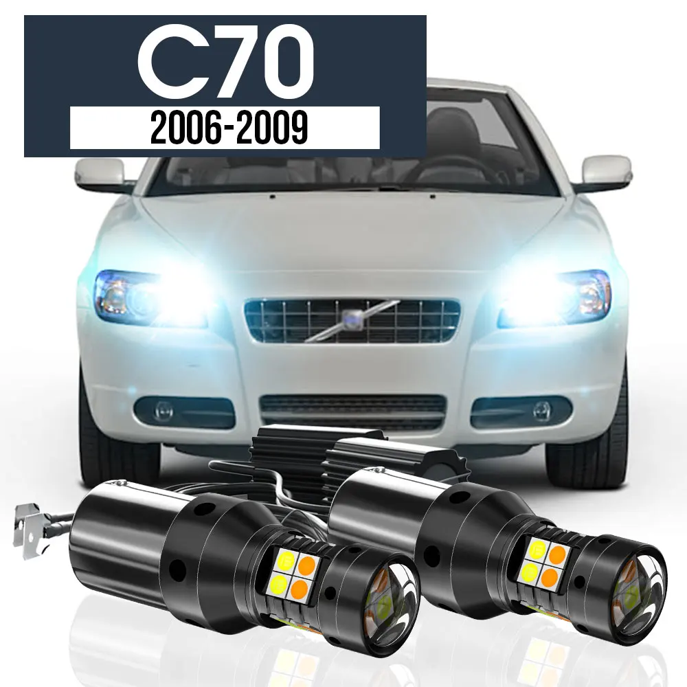 

2pcs LED Dual Mode Turn Signal+Daytime Running Light Blub Lamp DRL Canbus Accessories For Volvo C70 2006-2009 2007 2008