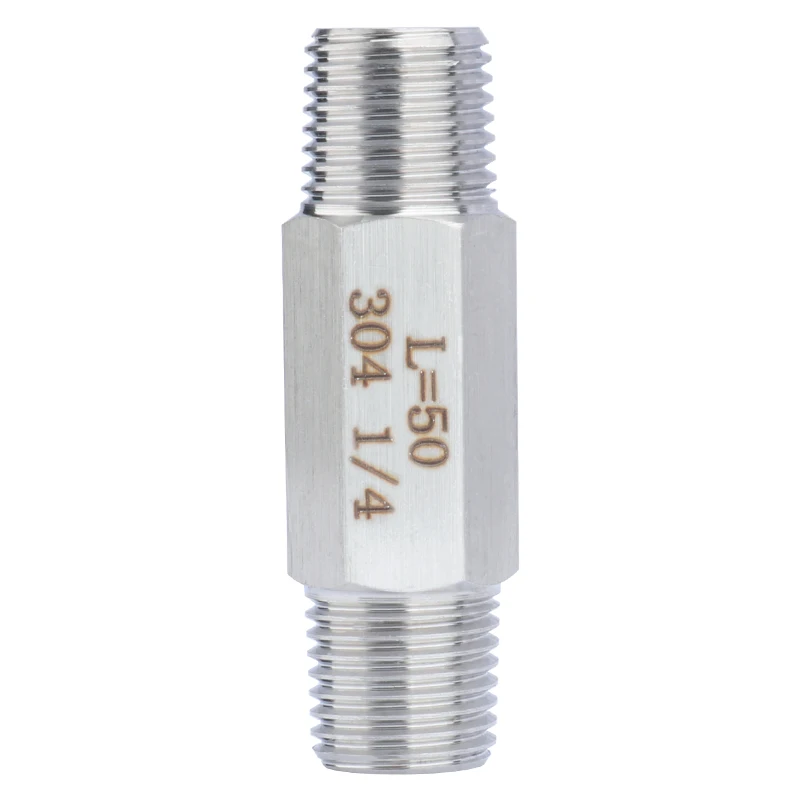 

3000 PSI 1/8" 1/4" 3/8" 1/2" BSPT 1/4" NPT Male x25-100mm 304 Stainles Steel Hex Nipple Long Lengthen Rod Pipe Fitting Connector