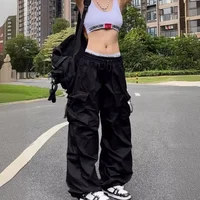 Retro American Work Pants Y2K Cross-Border Design Sense Pockets Men Women Summer Thin Straight Loose Wide Leg Long Trousers