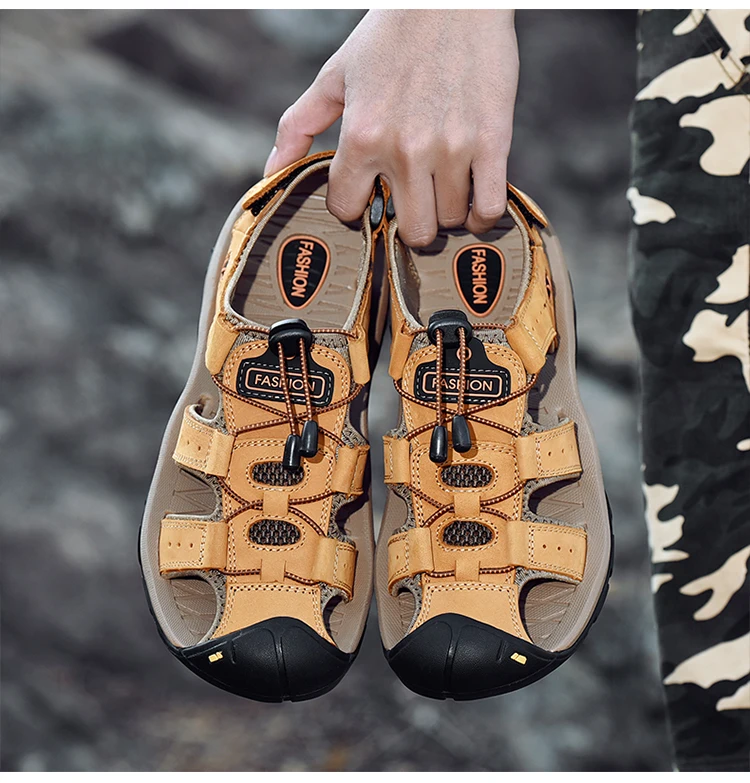 Protectcamel Genuine Leather Sandals Men Outdoor Sports - Uniqwear