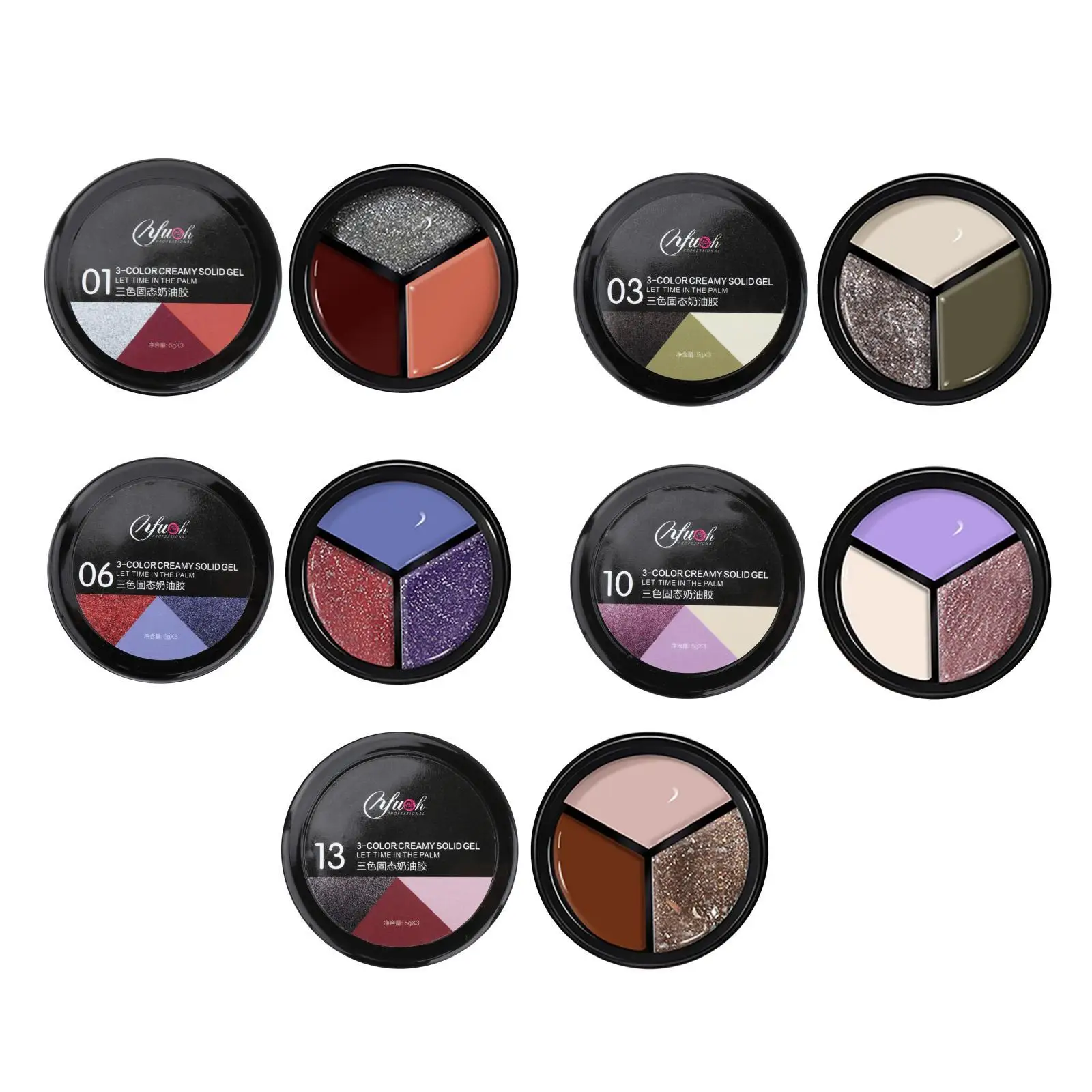 3 Colors Solid Glue Nail Polish High Pigmented Paint Nails Set Clear