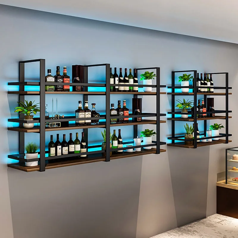 

Industrial Mounted Wine Cabinets Retail Aesthetic Shelves Modern Bar Cabinet Corner Restaurant Stojak Na Wino Home Furniture