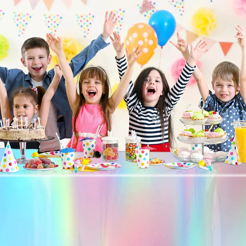 1/3/5pcs Iridescent Tableclothe Laser Silver Disposable Table Cover for Wedding Kids Rainbow Birthday Party Decoration Supplies