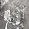 Transparent Toothbrush Rack Water Ripples Drain Upside Down Toothbrush Holder Strong Adhesive Installation PET+ABS Wash Cup Set 3