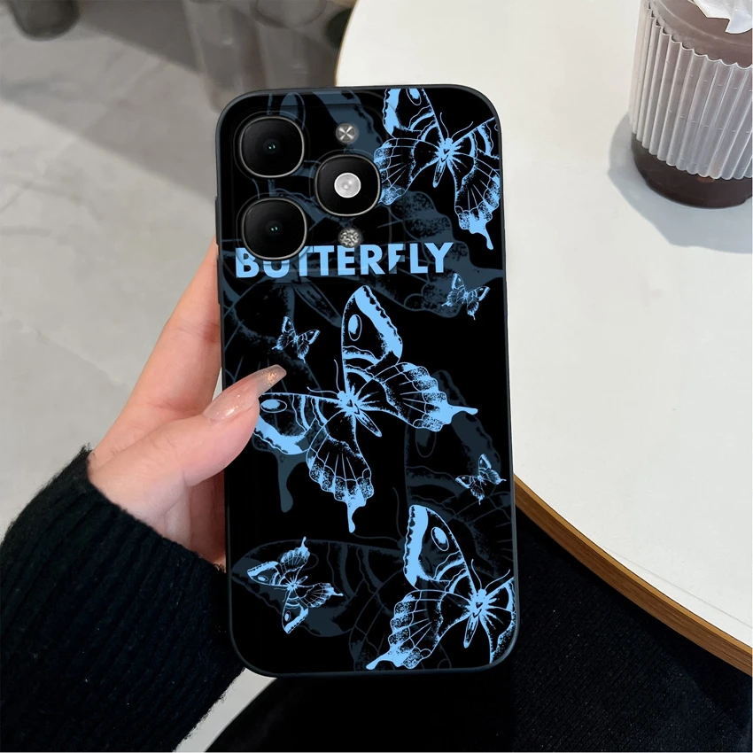 Pretty Floral Liquid Silicone Shockproof Phone Case with Screen Protector