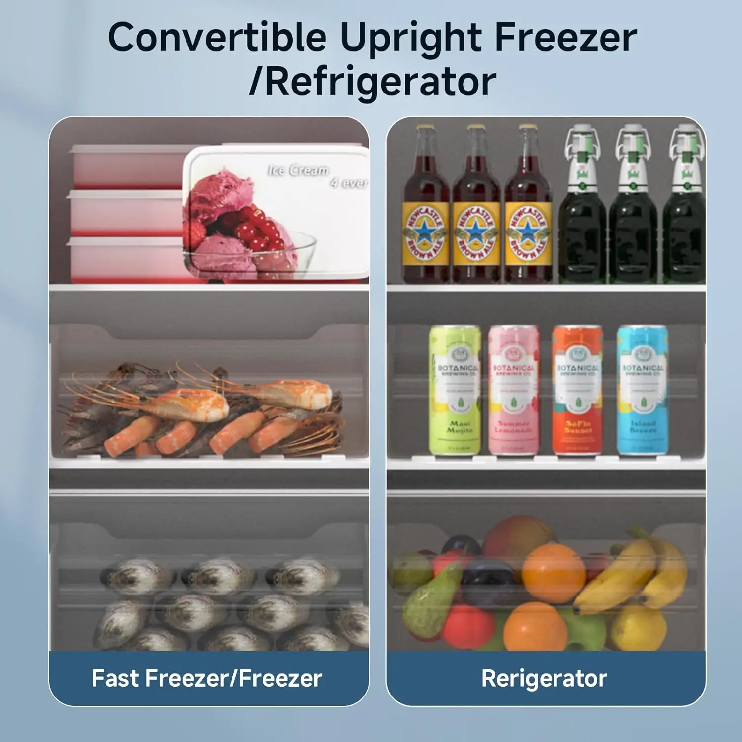 Upright Freezer,7.0 Cu.ft Stand Up Freezer,Convertible Upright Freezer/Refrigerator,Single Door for Kitchen,Office,Apartment