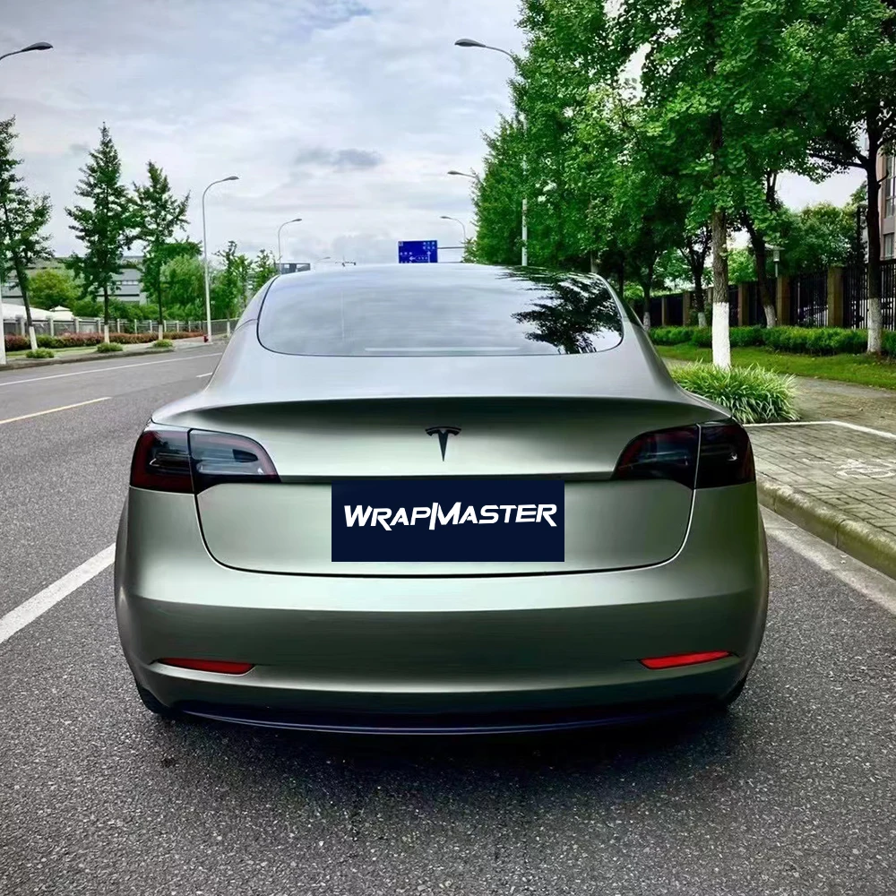 Parti dell'avvolgimento automatico dell'involucro automatico dell'involucro dell'auto ultral opaco personalizzato in fibra di carbonio verde grigio con rivestimento in PET - Colori dell'avvolgimento automatico personalizzati - immagine 4