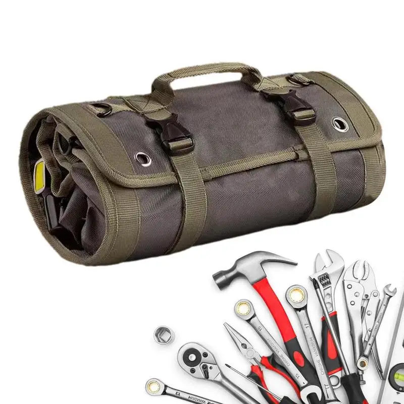 

Tool Storage Bag Roll Up Portable Bag Tool Organizer Wear-Resistant Heavy Duty Fabric Motorcycle Carpenter Hobbyist