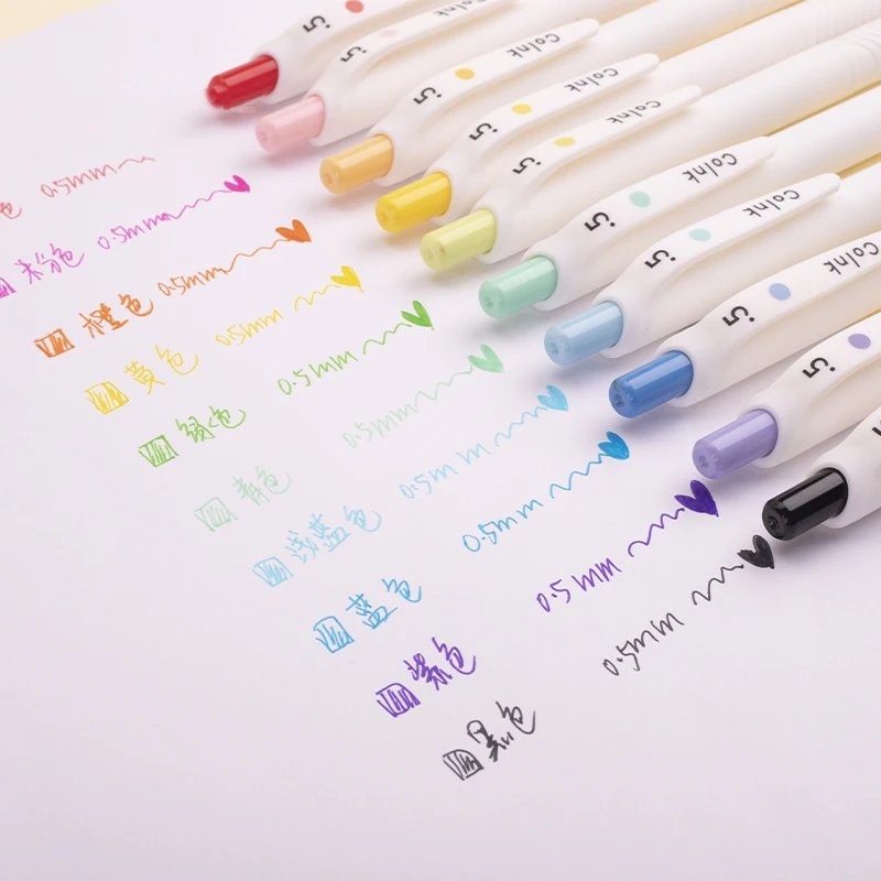 Retractable Gel Ink Pens: 0.5mm Fine Point Pen Multicolor No Smear