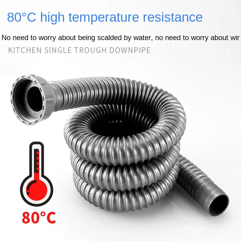 Sink Drain Pipe Kitchen Sink Lower Pipe Lengthened Single-slot Stainless Steel Sink Drain Pipe Deodorant Seal Ring Accessories