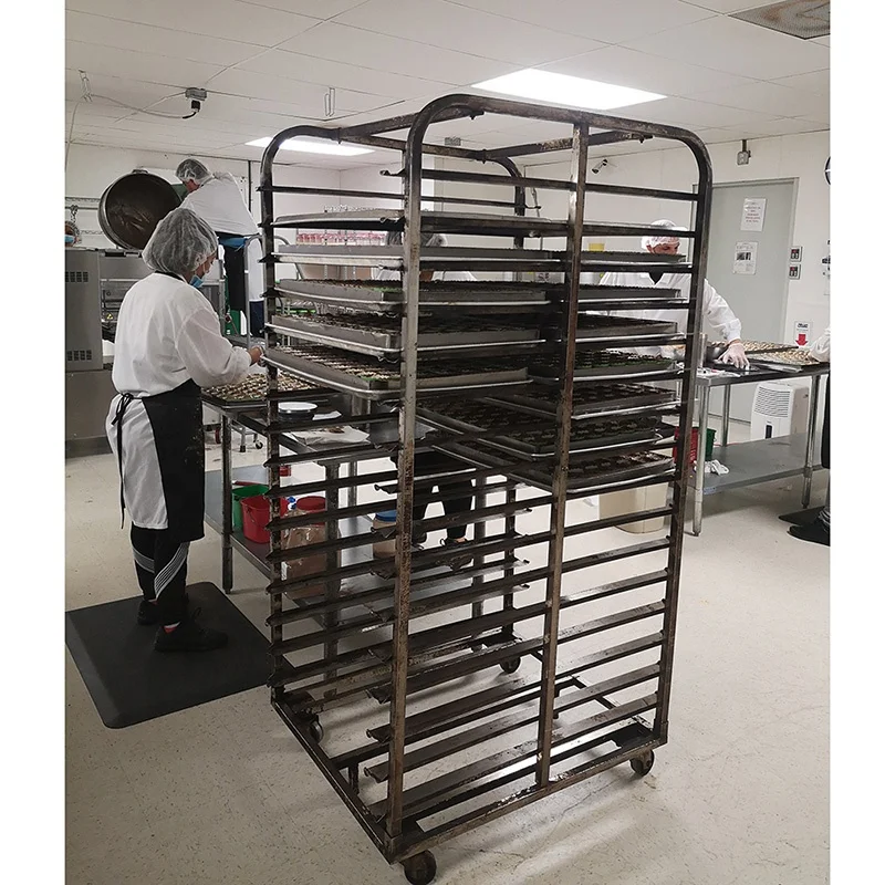 Hotel & Restaurant Supplies Stainless Steel Rotary Bakery Trolley Oven Rack  Kitchen Food Bread Baking Tray Trolley Storage Shelf