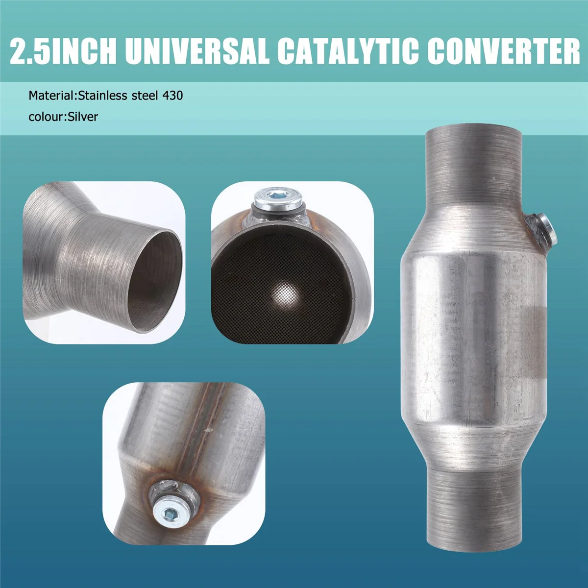 Catalytic converter 2.5inch Spun Universal Catalytic Converter High Flow Stainless Steel 425250 Exhaust Catalytic Converter 1Pcs