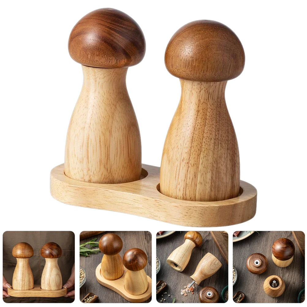 

1 Set Wooden Pepper Grinder Manual Refillable Pepper Grinder Mushroom Shape Grinding Tool
