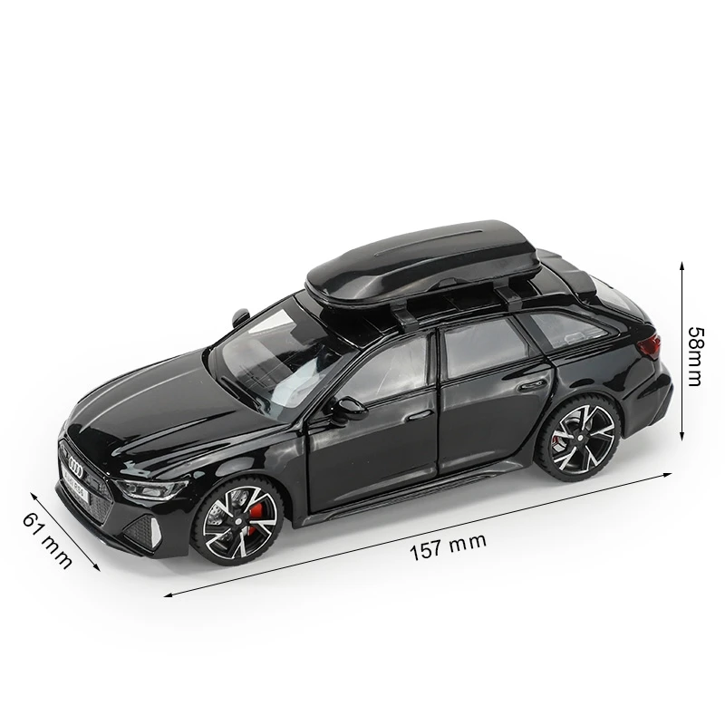1/32 Audi RS6 Miniature Diecast Toy Car Model Sound & Light Doors Openable Educational Collection Gift for Children Boy Kid 4
