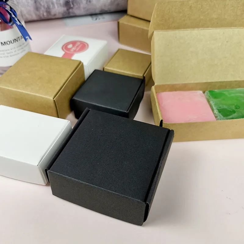 50Pcs/set Cardboard Mini Box DIY Kraft Paper Box Soap Box Jewelry Packing  Gift Box 5.5cmx5.5cmx2.5cm