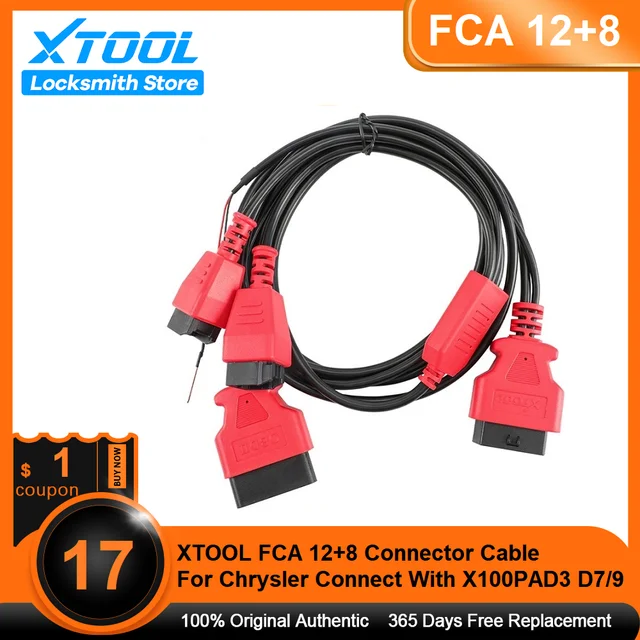 XTOOL FCA 12+8 Adapter For Chrysler OBD2 Connector 12 Pin Adapter to 8