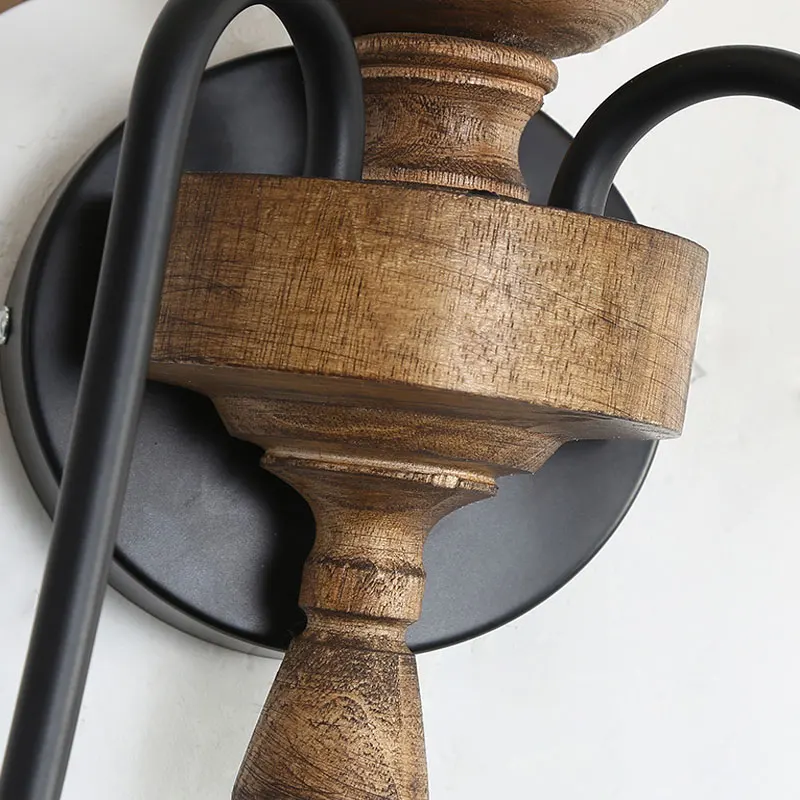 American Style Rural Wooden Wall Lamps for Living Room Bedroom Bedside Lamp Corridor Staircase Aisle Homestay Hotel Lighting